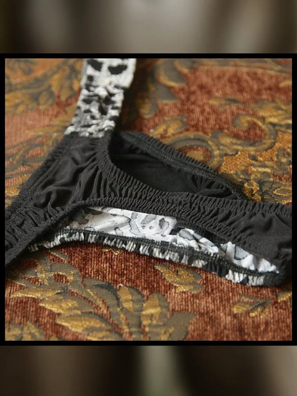 Mens Gray Leopard Split Thong Handmade